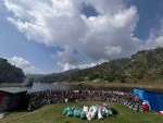 इन्द्रसरोवर तालको सरसफाई, तीन ट्रक फोहोर निकालियो
