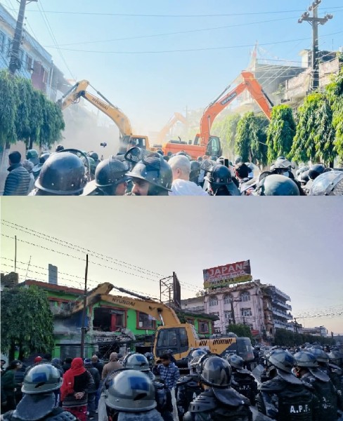 हेटौँडाको मुख्य सडकमा चल्यो डोजर